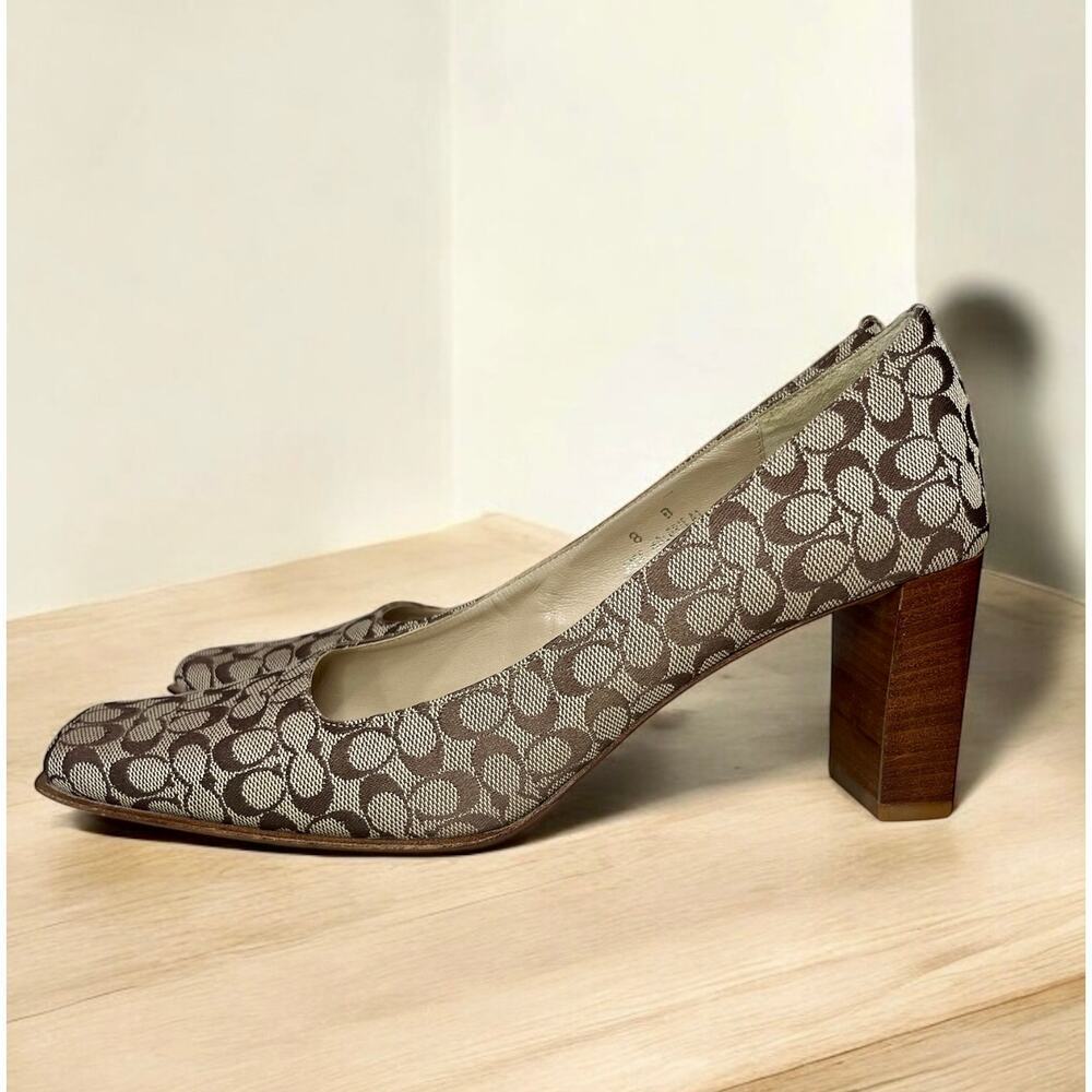 Y2k Coach J056 Malorie Signature Jacquard Pump Size 8b
